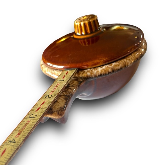 VTG Hull Pottery Brown Drip Bowl (Individual Casserole, Soup, Chili) & Lid Set - Picture 11 of 11